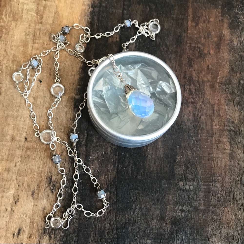 Fire Opal Lariat Style Necklace